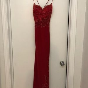 Prom gown long red with beading